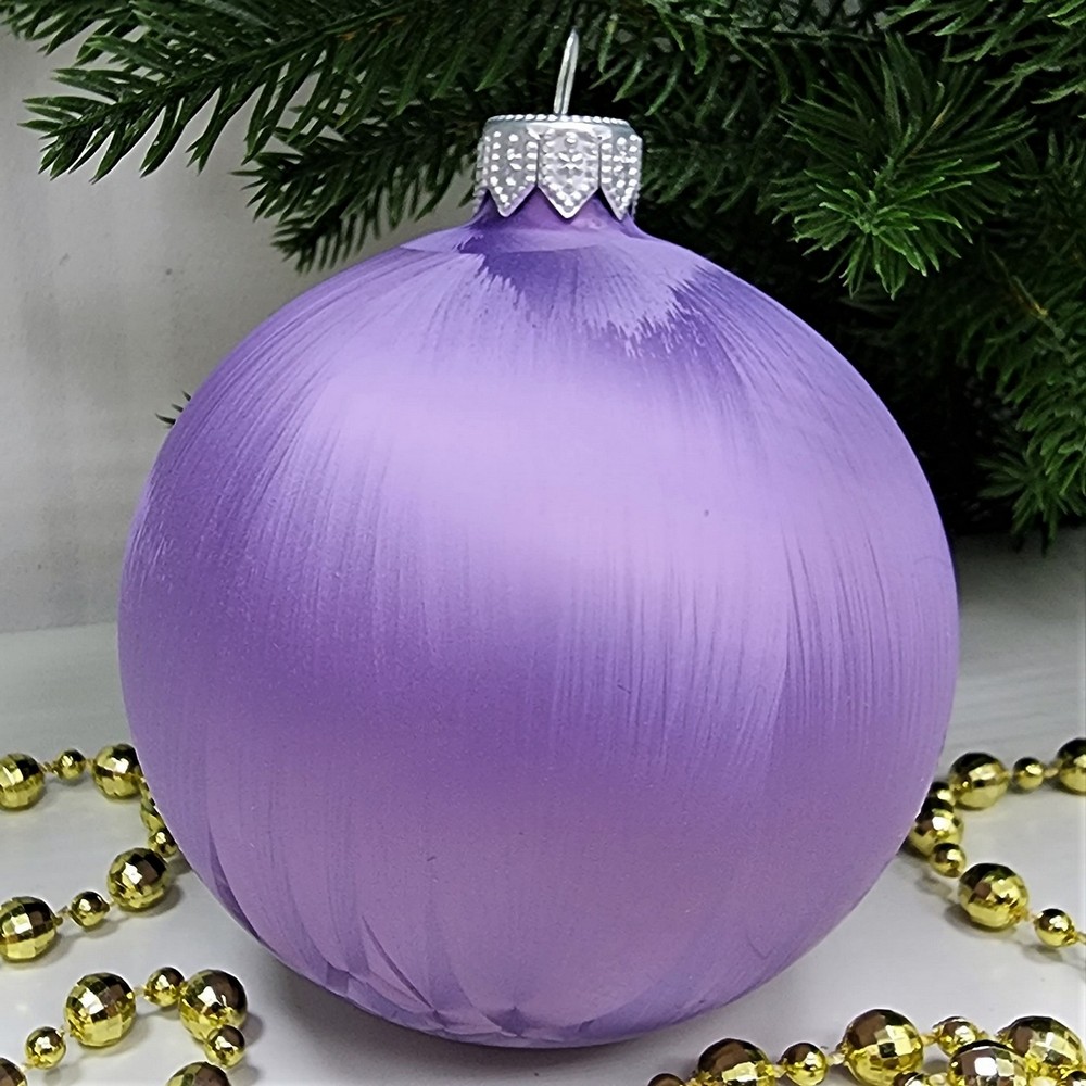 фото Стеклянный шар 80 мм Морозко фиолет