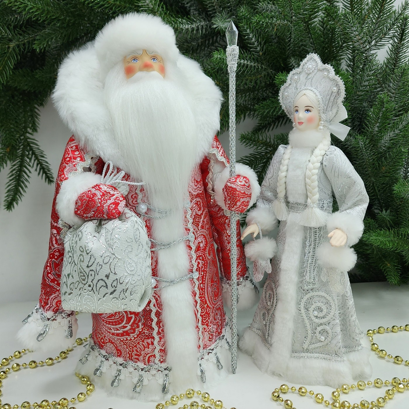 фото Набор Дед Мороз 34 см и Снегурочка 30 см №130
