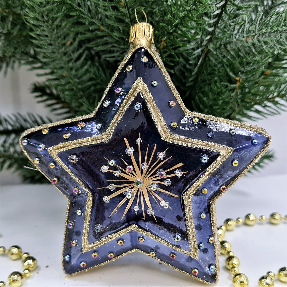фото Стеклянная елочная игрушка Звезда-5