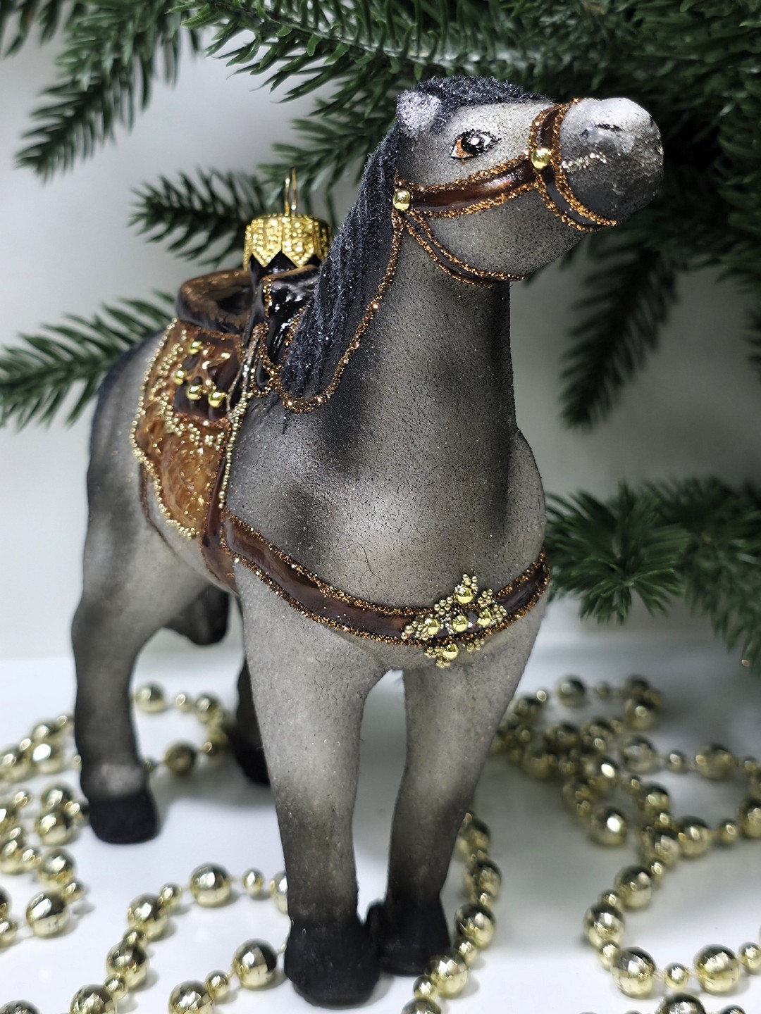 фото Стеклянная елочная игрушка Лошадь большая