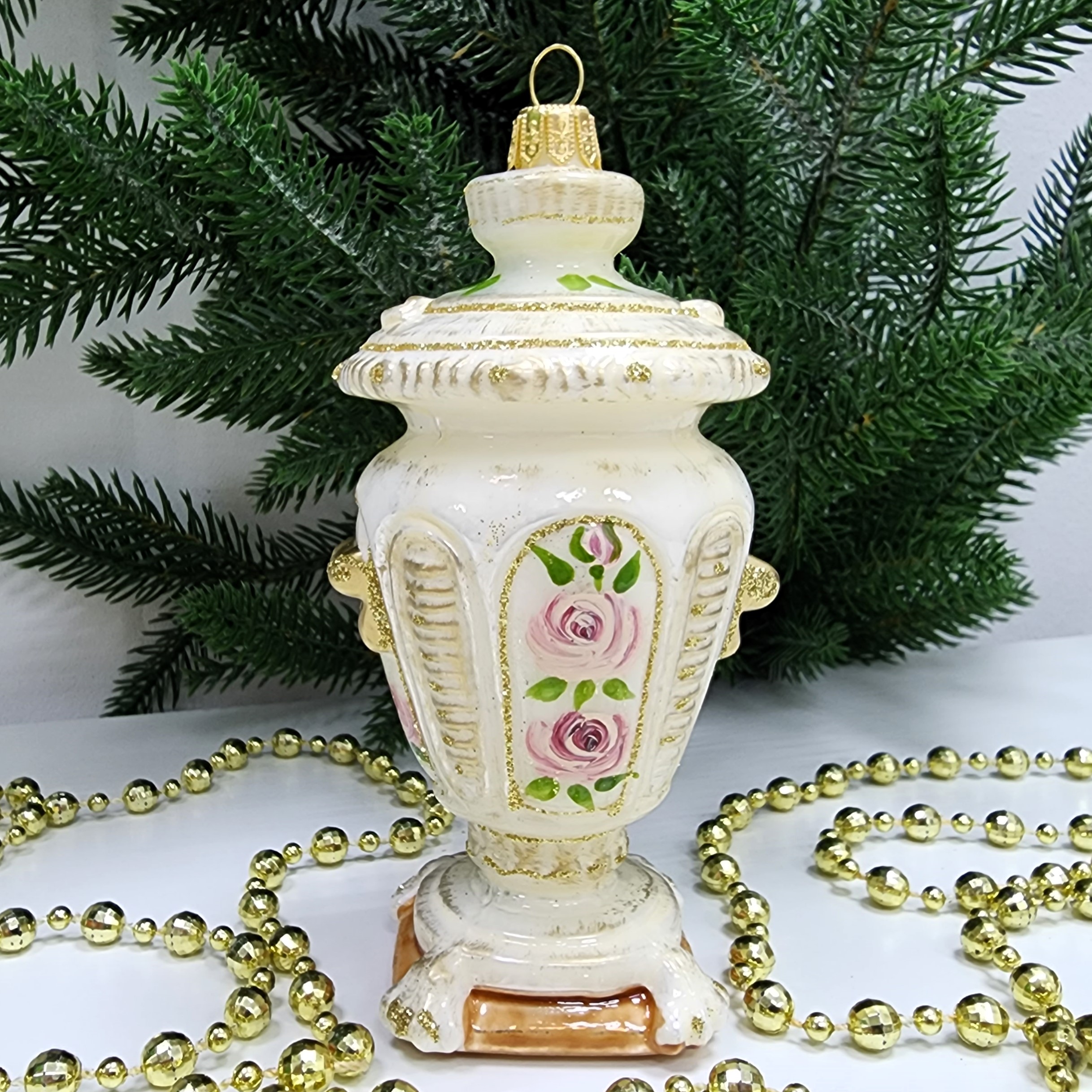 фото Стеклянная елочная игрушка Самовар