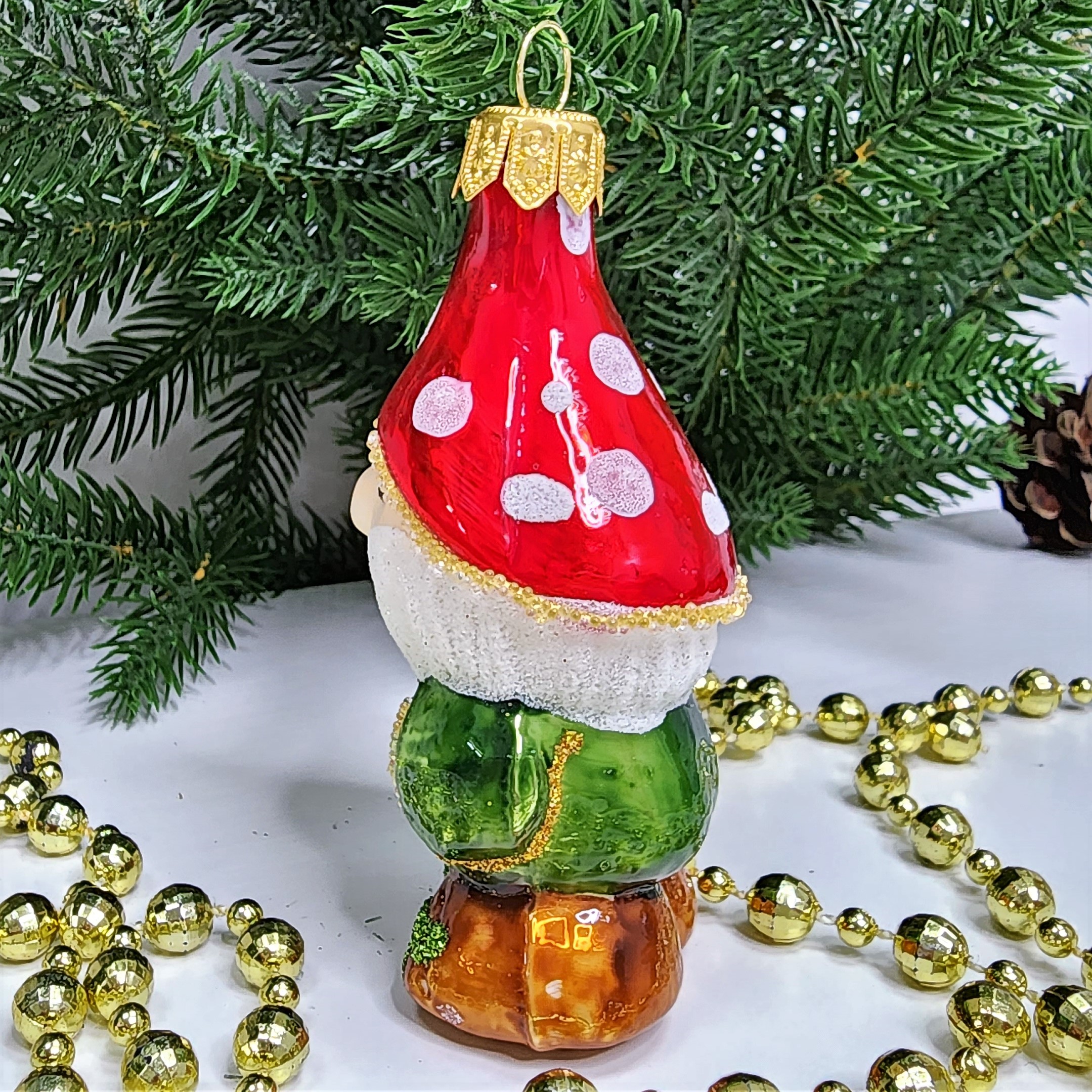 фото Стеклянная елочная игрушка Гномик