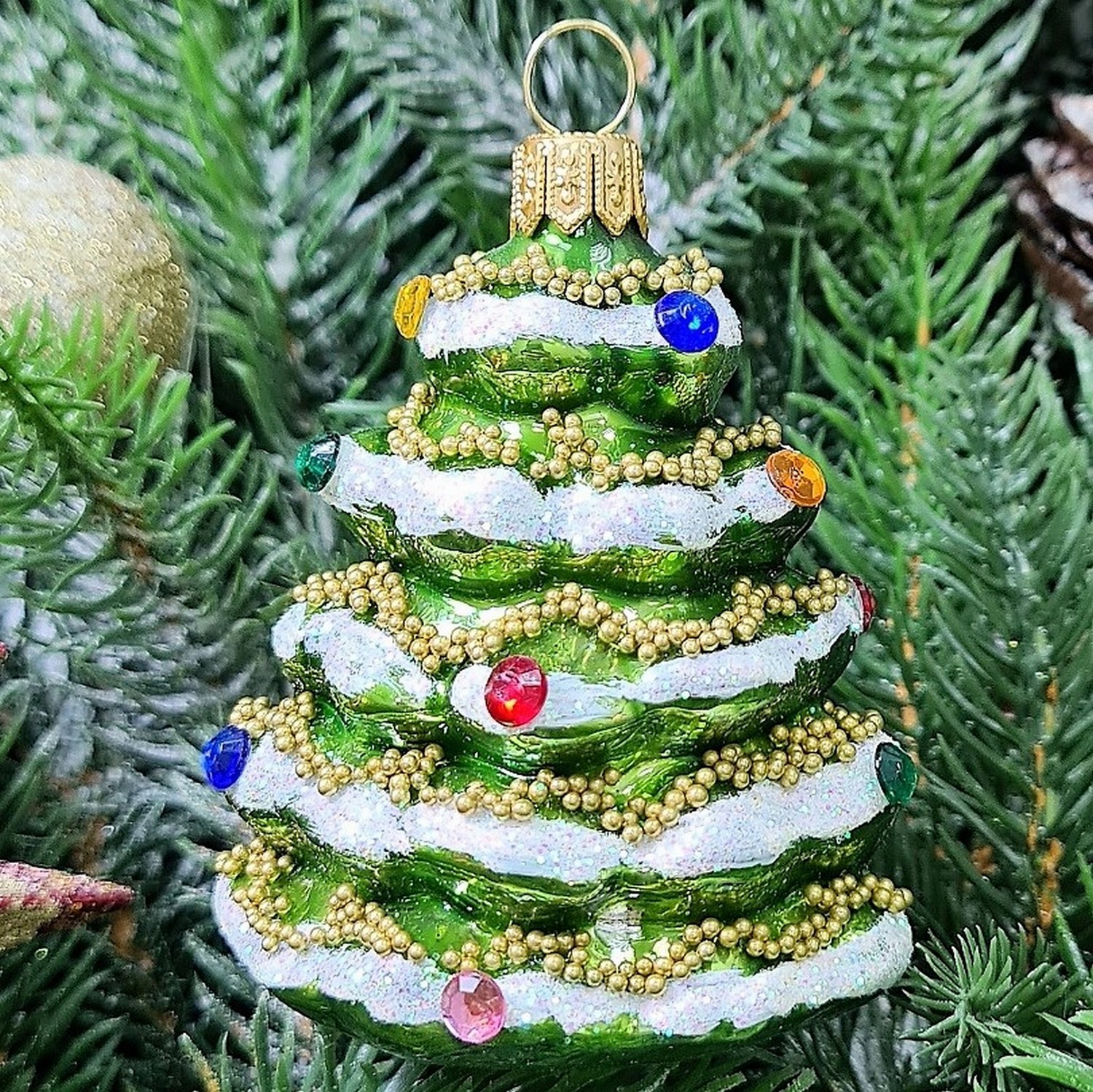 фото Стеклянная елочная игрушка Елочка мини