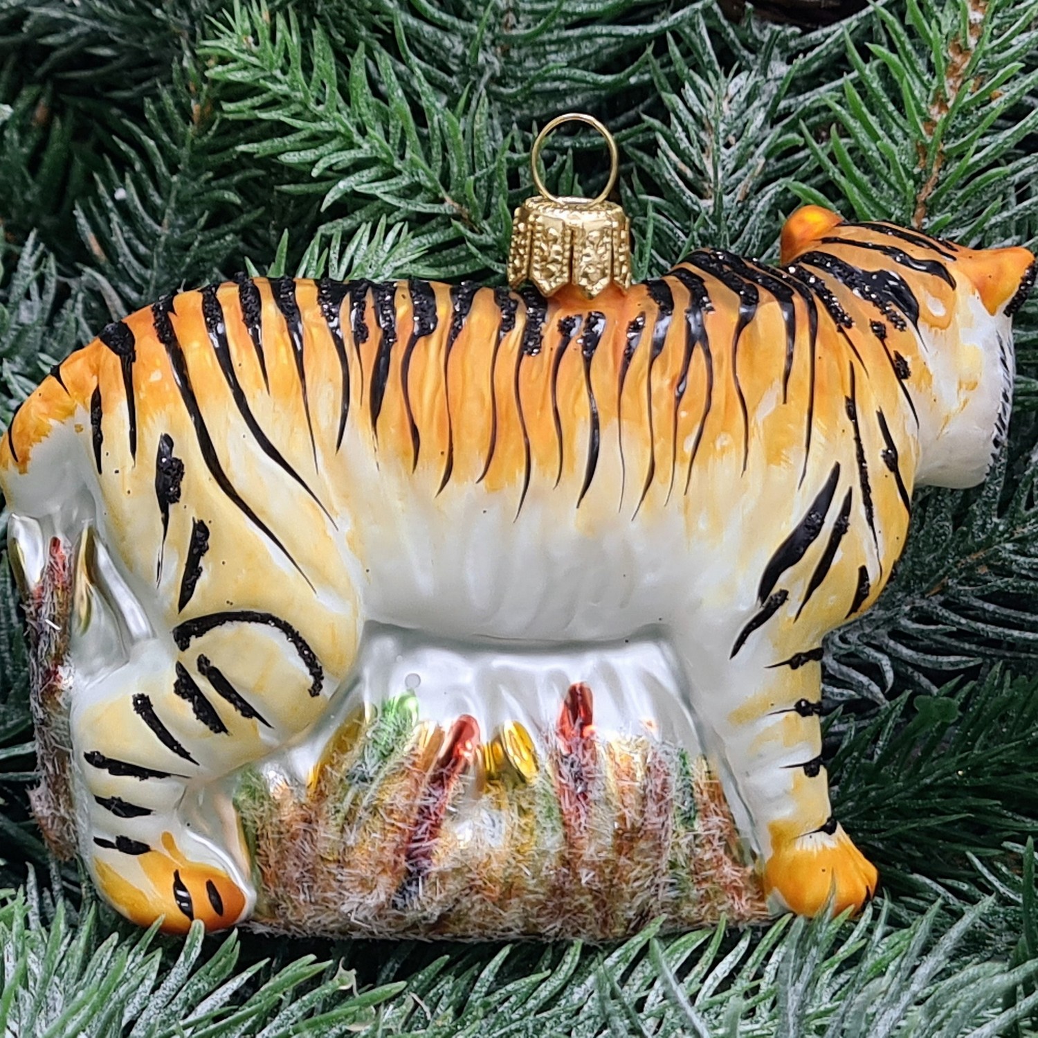 фото Стеклянная елочная игрушка Амурский тигр