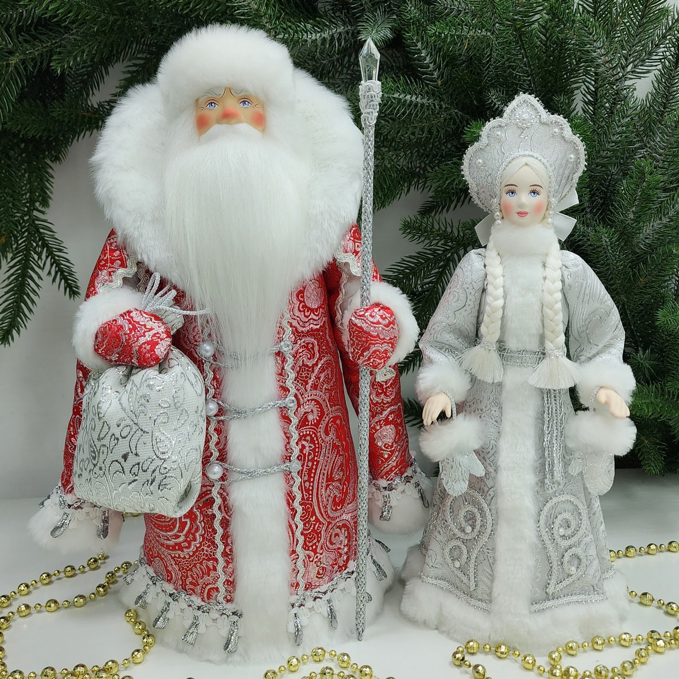 фото Набор Дед Мороз 34 см и Снегурочка 30 см №130