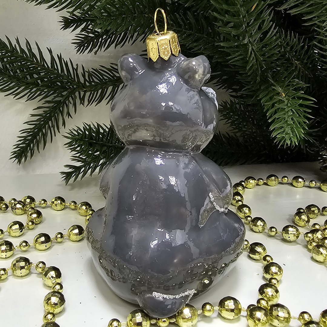 фото Стеклянная елочная игрушка Бегемотик