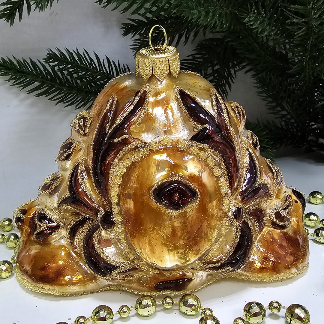 фото Стеклянная елочная игрушка Часы каминные