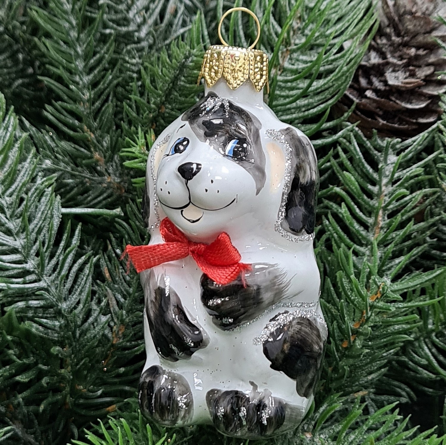 фото Стеклянная елочная игрушка Щенок