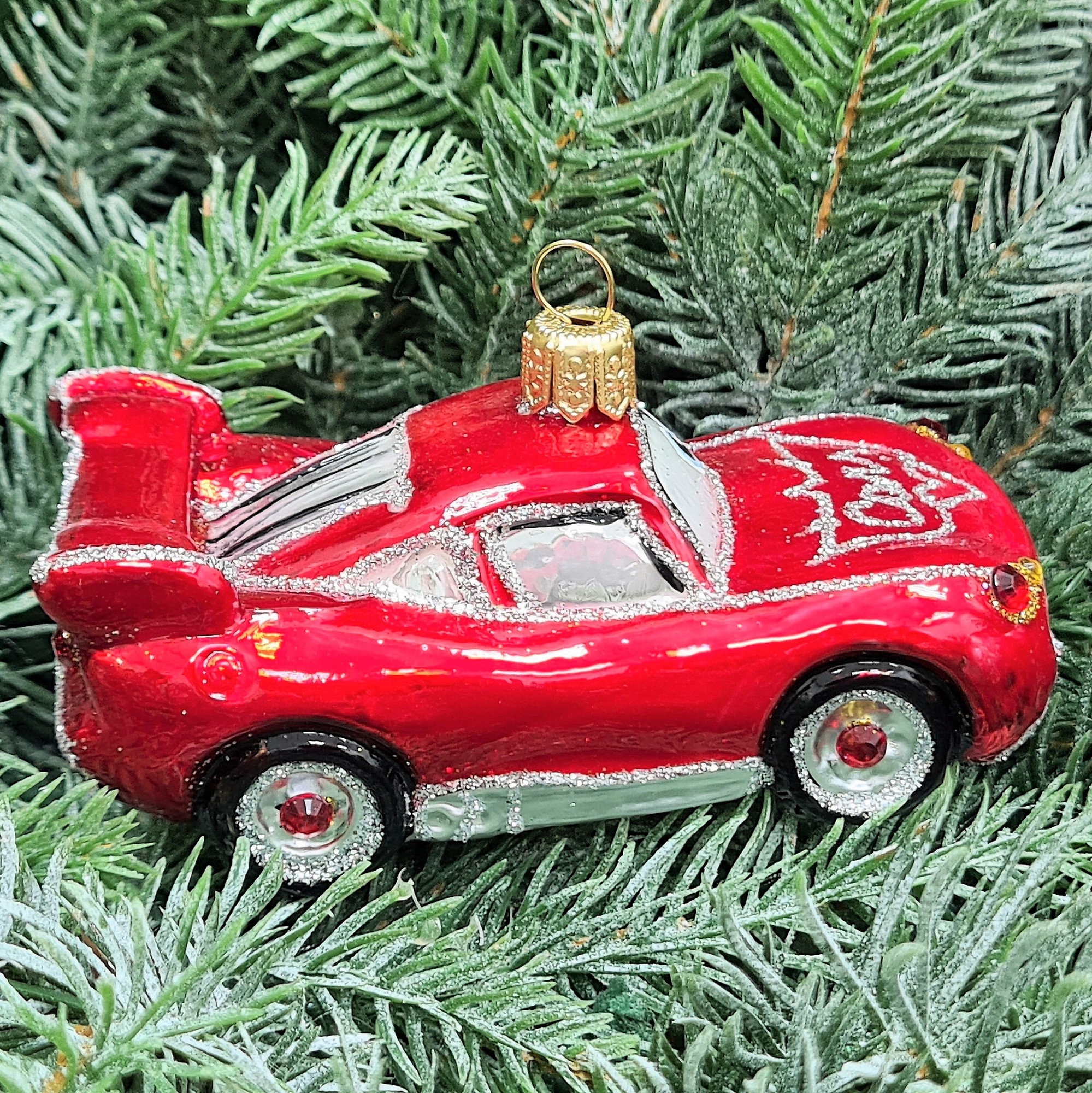фото Стеклянная елочная игрушка Тачки