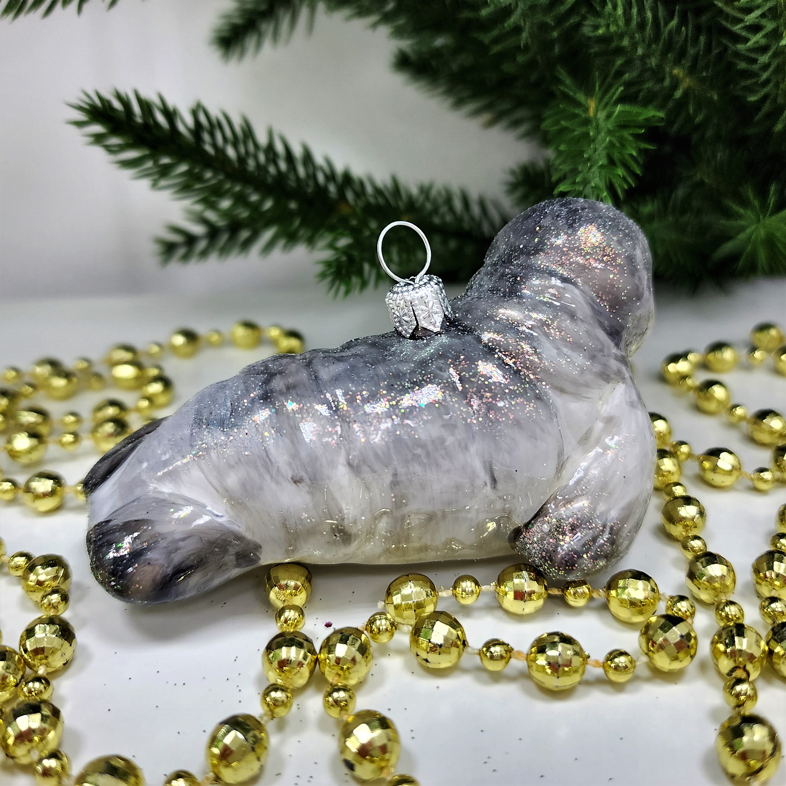 фото Стеклянная елочная игрушка Тюлень полярный