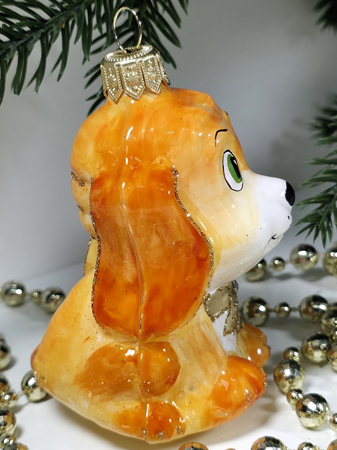 фото Стеклянная елочная игрушка Щенок