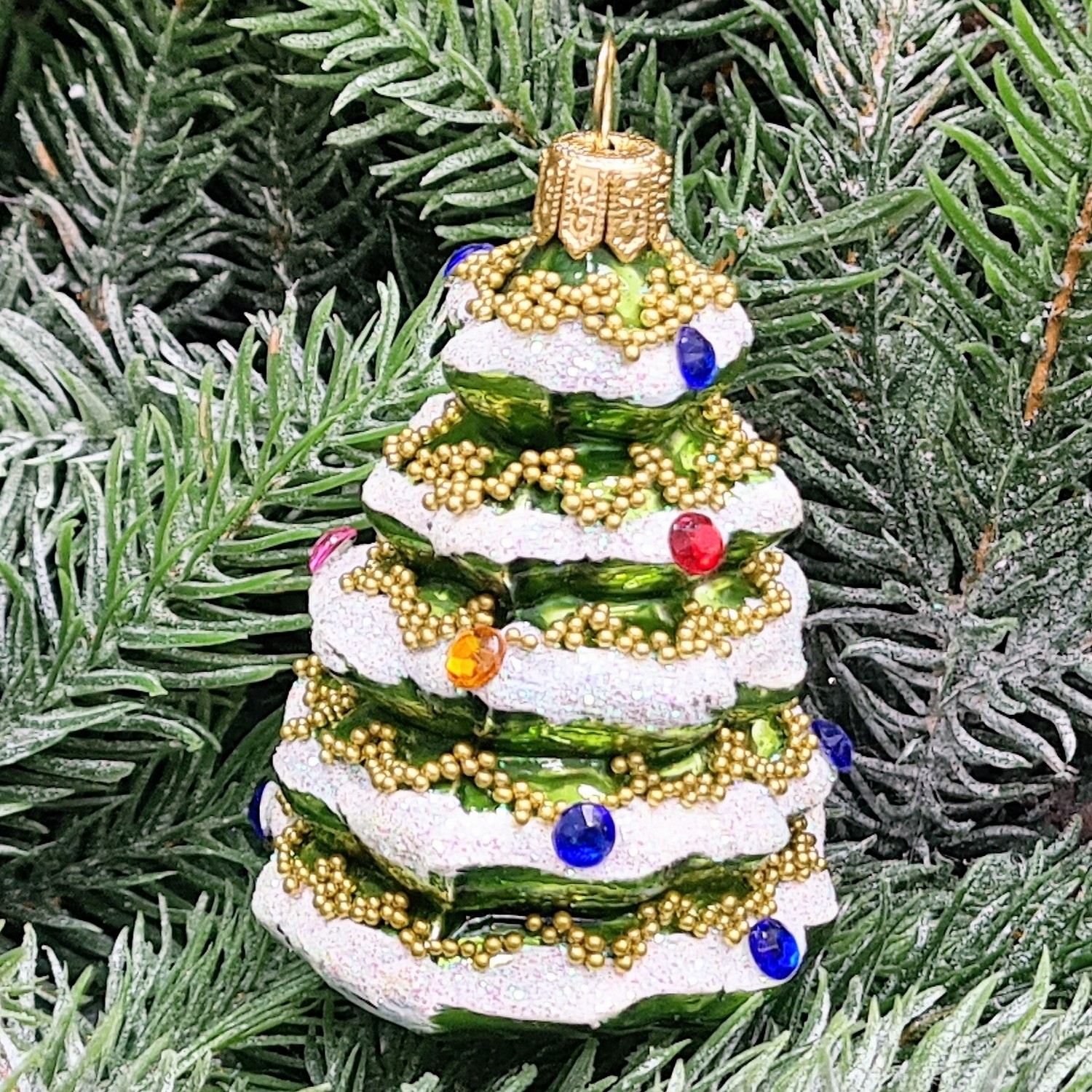 фото Стеклянная елочная игрушка Елочка мини