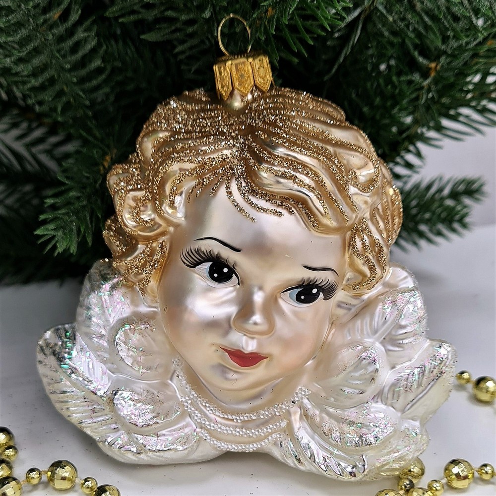 фото Стеклянная елочная игрушка Ангел маленький