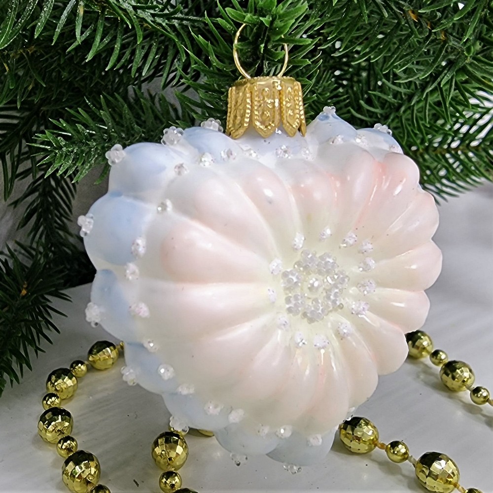 фото Стеклянная елочная игрушка Сердечко детское