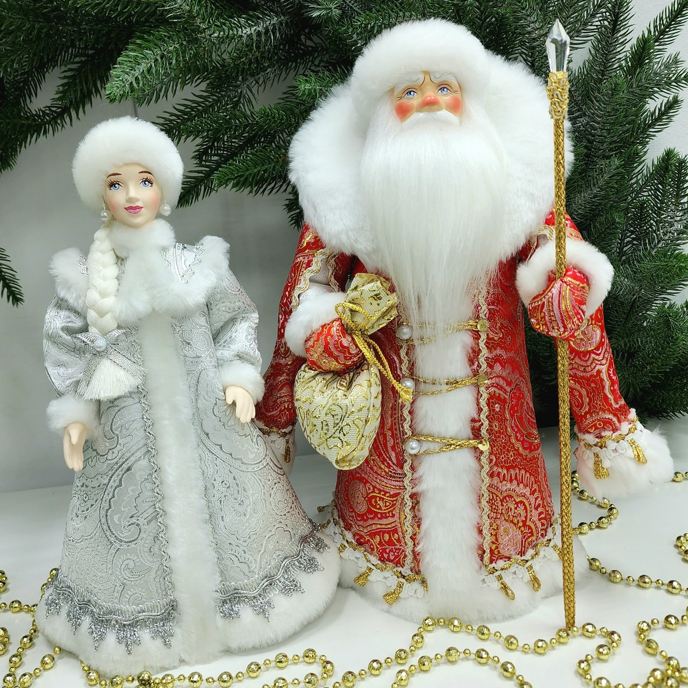 фото Набор Дед Мороз 34 см и Снегурочка 29 см №121