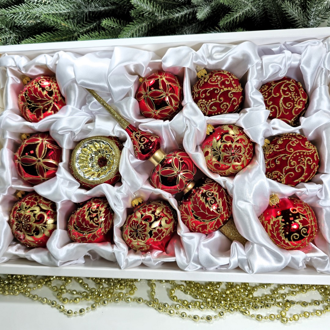 фото Набор елочных игрушек Бархат красный