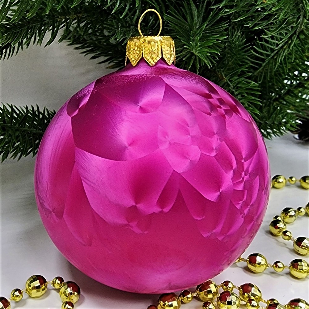 фото Стеклянный шар 80 мм Морозко бордо