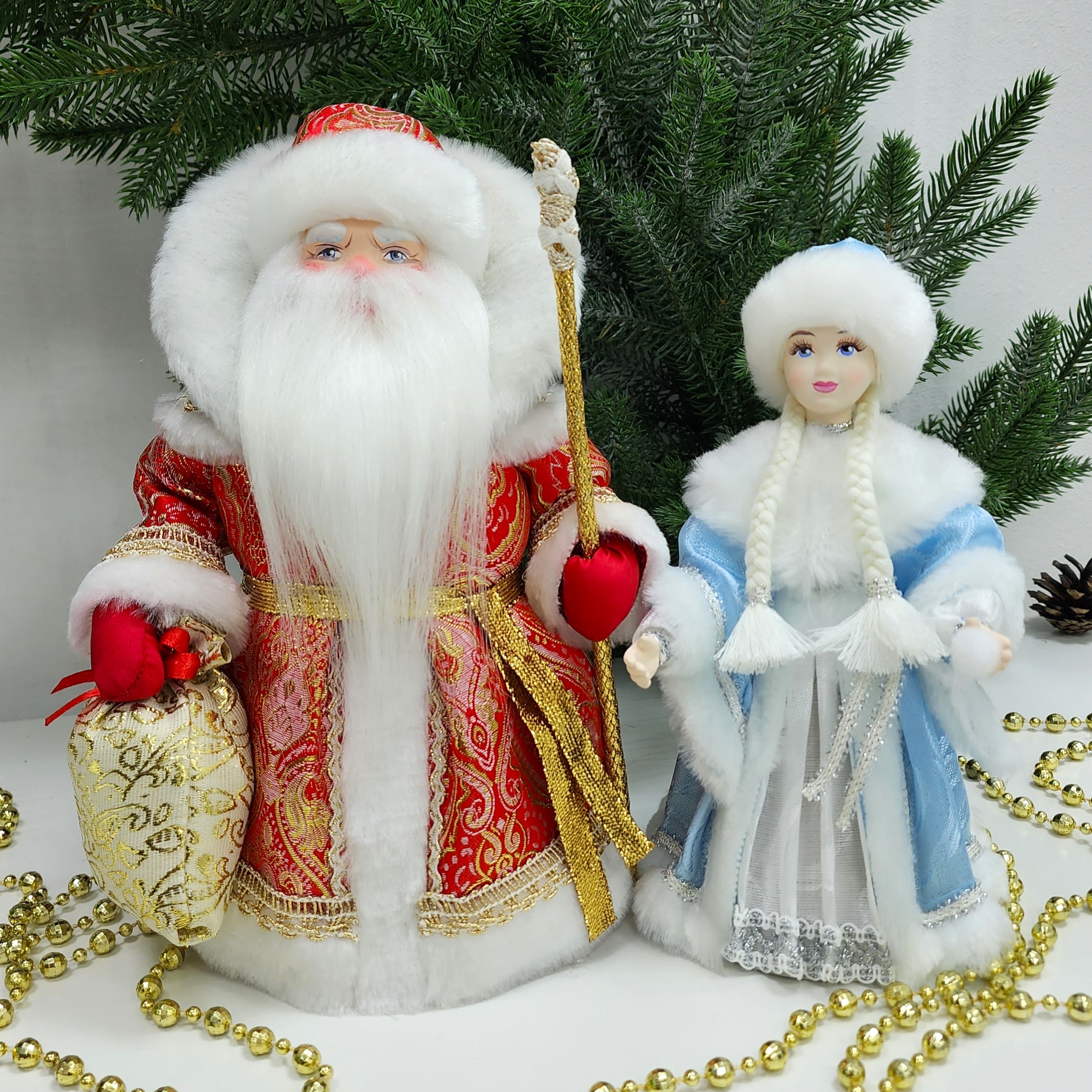 фото Набор Дед Мороз 22 см и Снегурочка 20 см №120