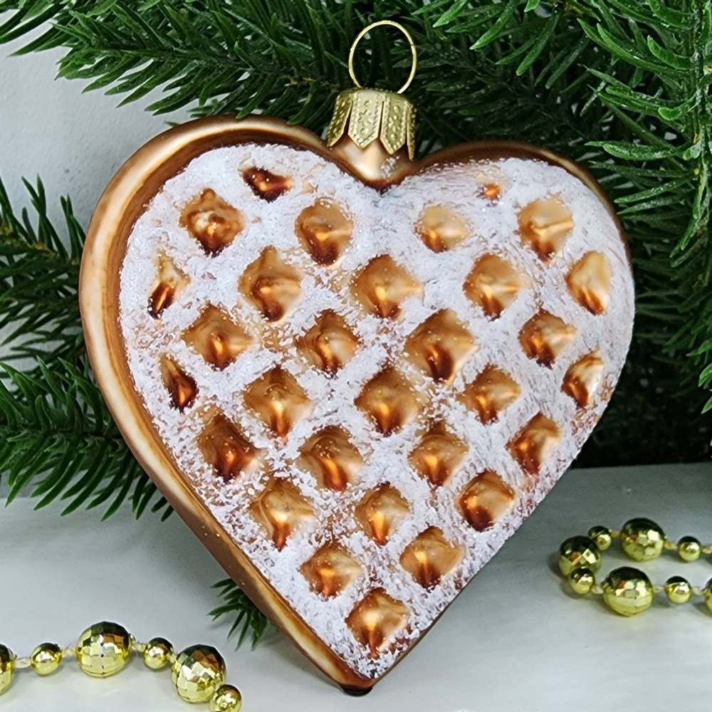 фото Стеклянная елочная игрушка Вафелька