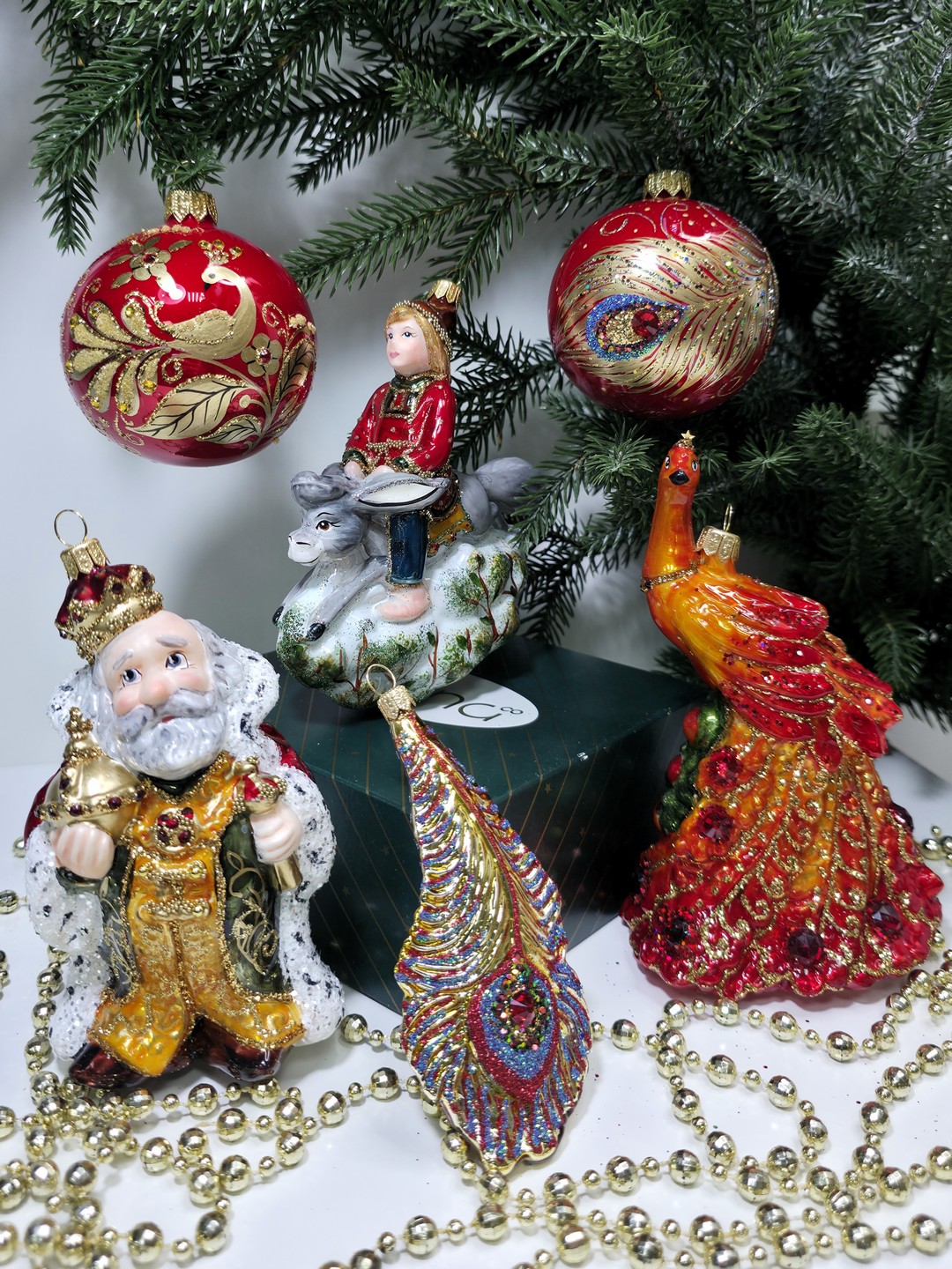 фото Набор стеклянных ёлочных игрушек Irena-Co Жар Птица