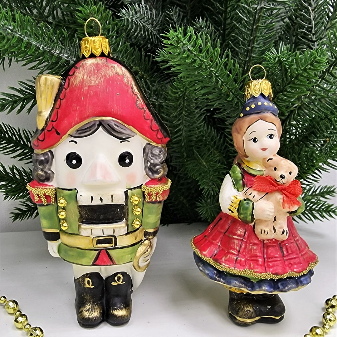 фото Набор ёлочных игрушек Щелкунчик и девочка Мэри винтаж