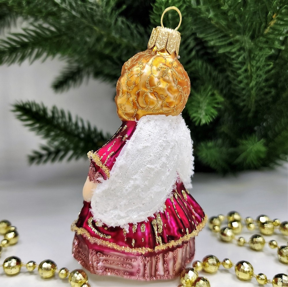 фото Стеклянная елочная игрушка Девочка ангел поет