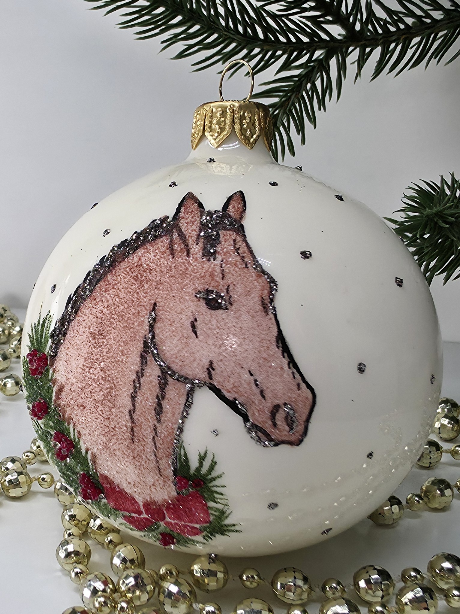 фото Стеклянный ёлочный шар Irena-Co 80 мм №132