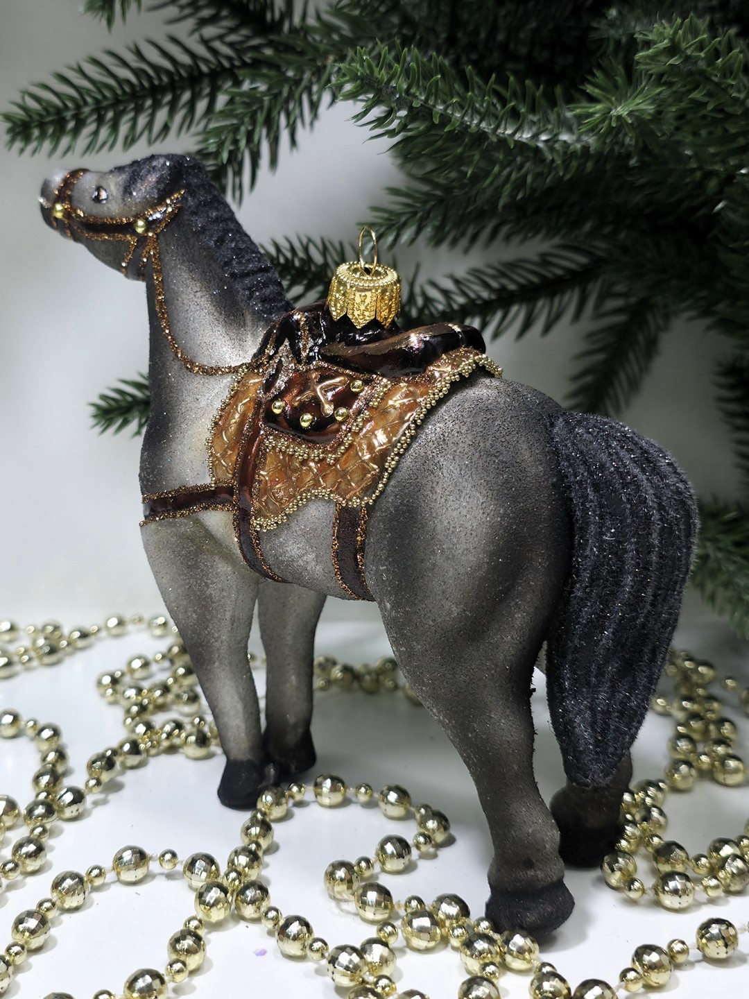 фото Стеклянная елочная игрушка Лошадь большая