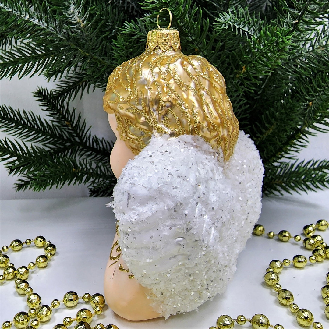 фото Стеклянная елочная игрушка Ангел большой-2