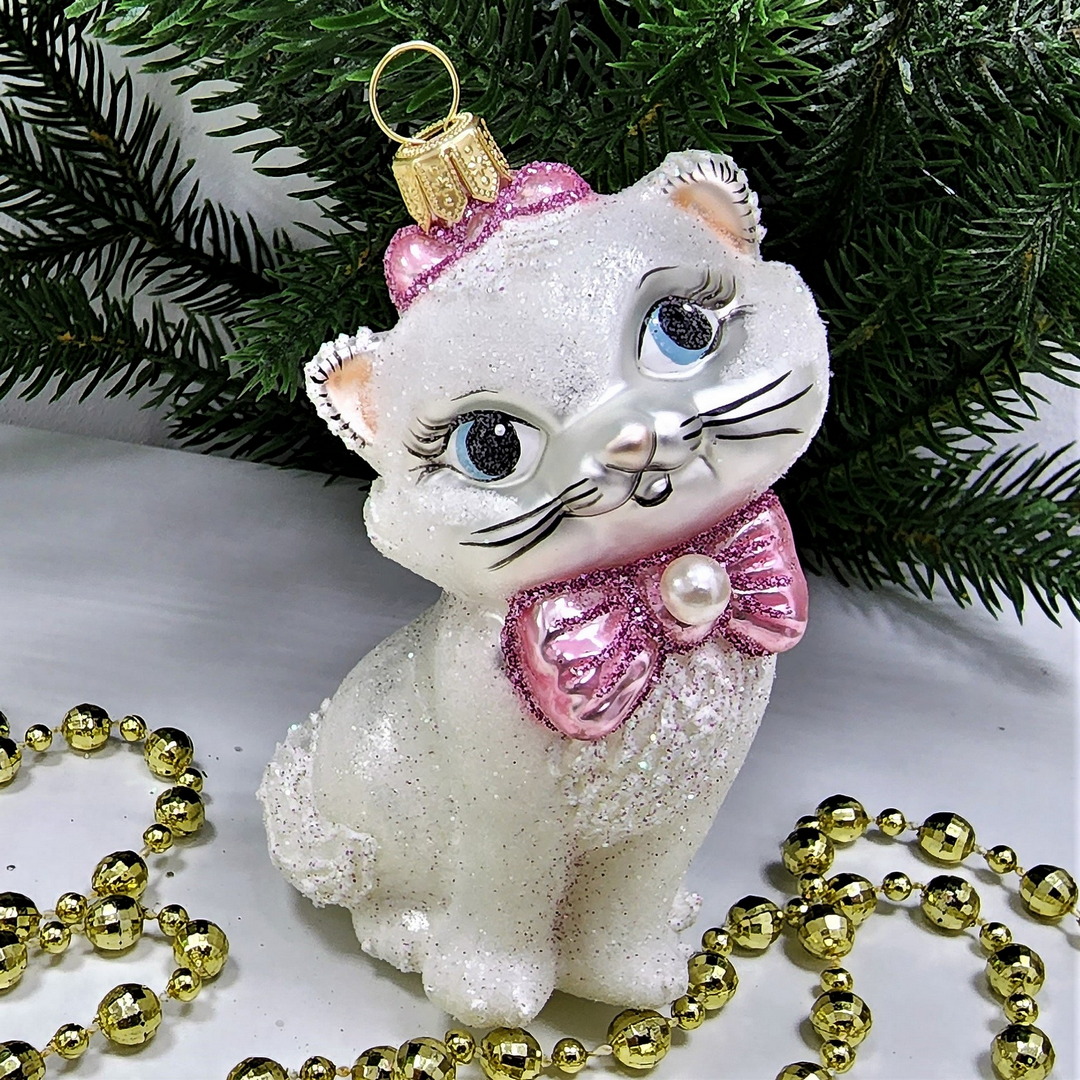 фото Стеклянная елочная игрушка Киса Мэри