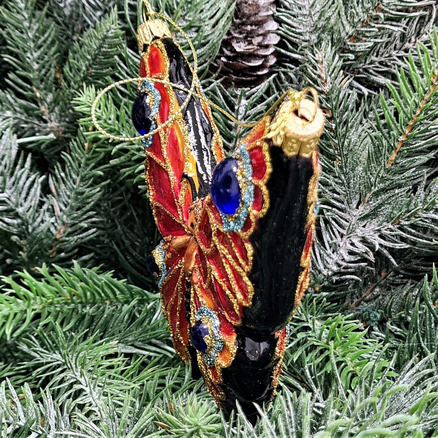 фото Стеклянная елочная игрушка Бабочка