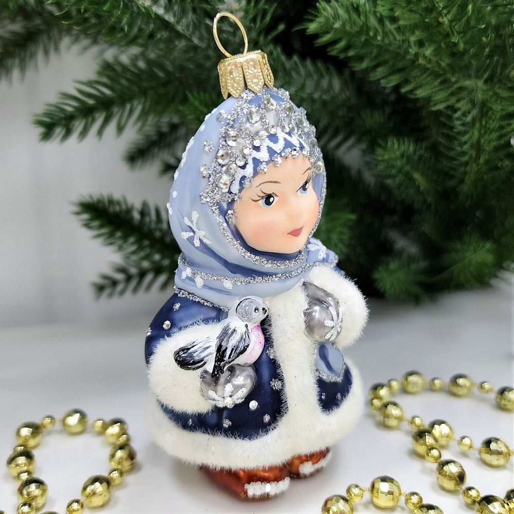 фото Стеклянная елочная игрушка Снегурочка