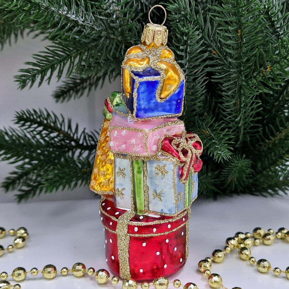 фото Стеклянная елочная игрушка Гора подарков