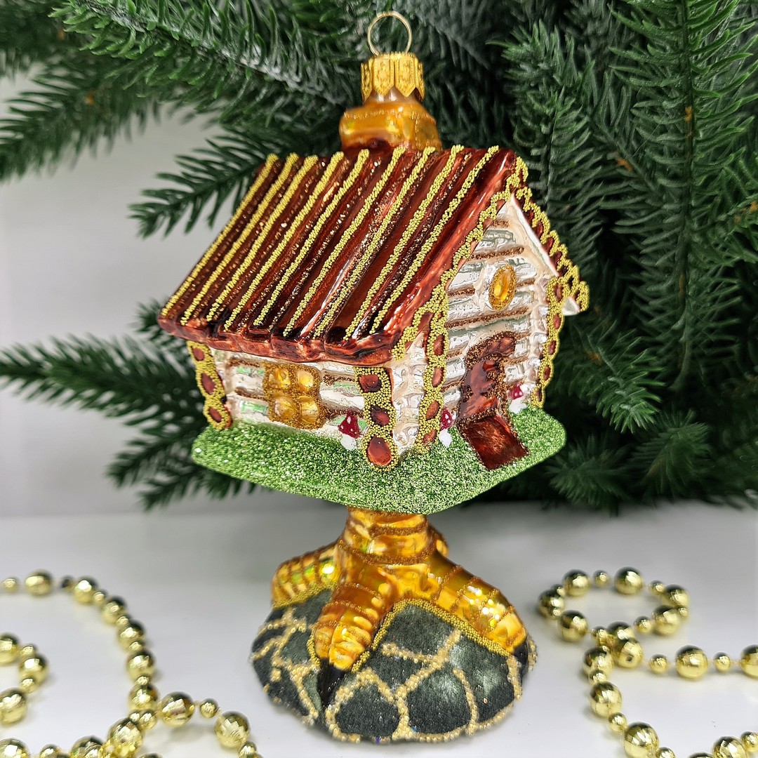 фото Стеклянная елочная игрушка Избушка на курьих ножках
