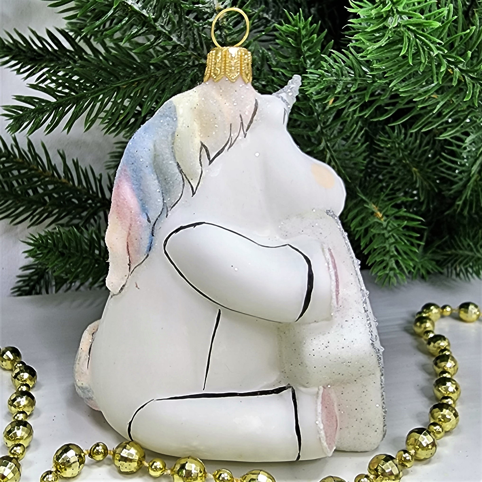 фото Стеклянная елочная игрушка Единорог