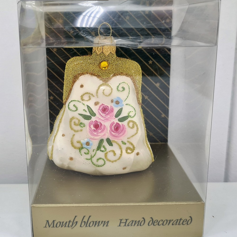 фото Стеклянная елочная игрушка Сумочка Версаль малая