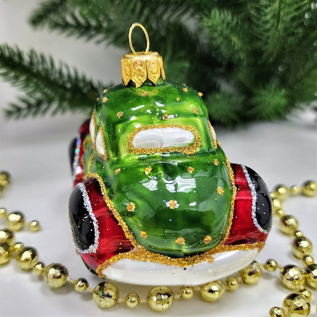 фото Стеклянная елочная игрушка Машинка