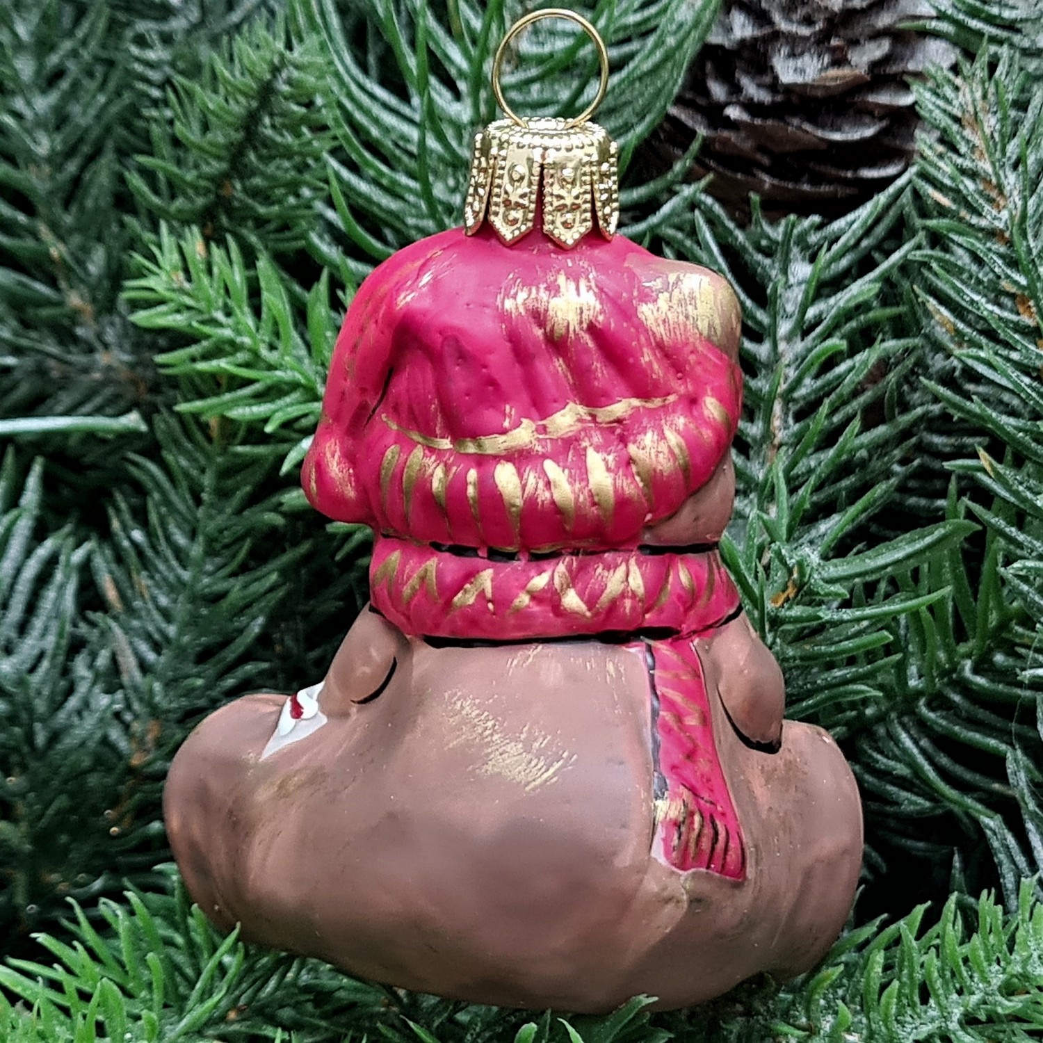 фото Стеклянная елочная игрушка Мишка Бэби винтаж