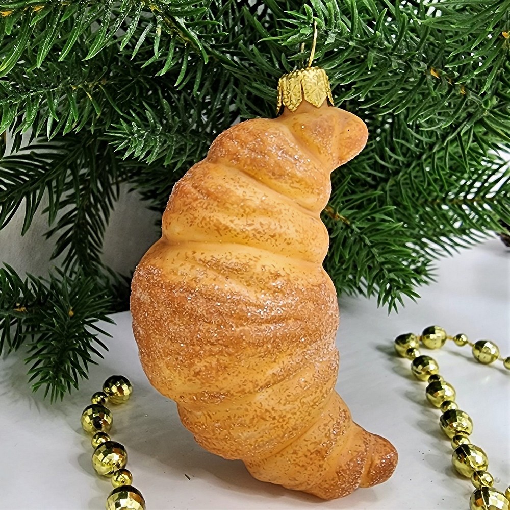 фото Стеклянная елочная игрушка Круассан