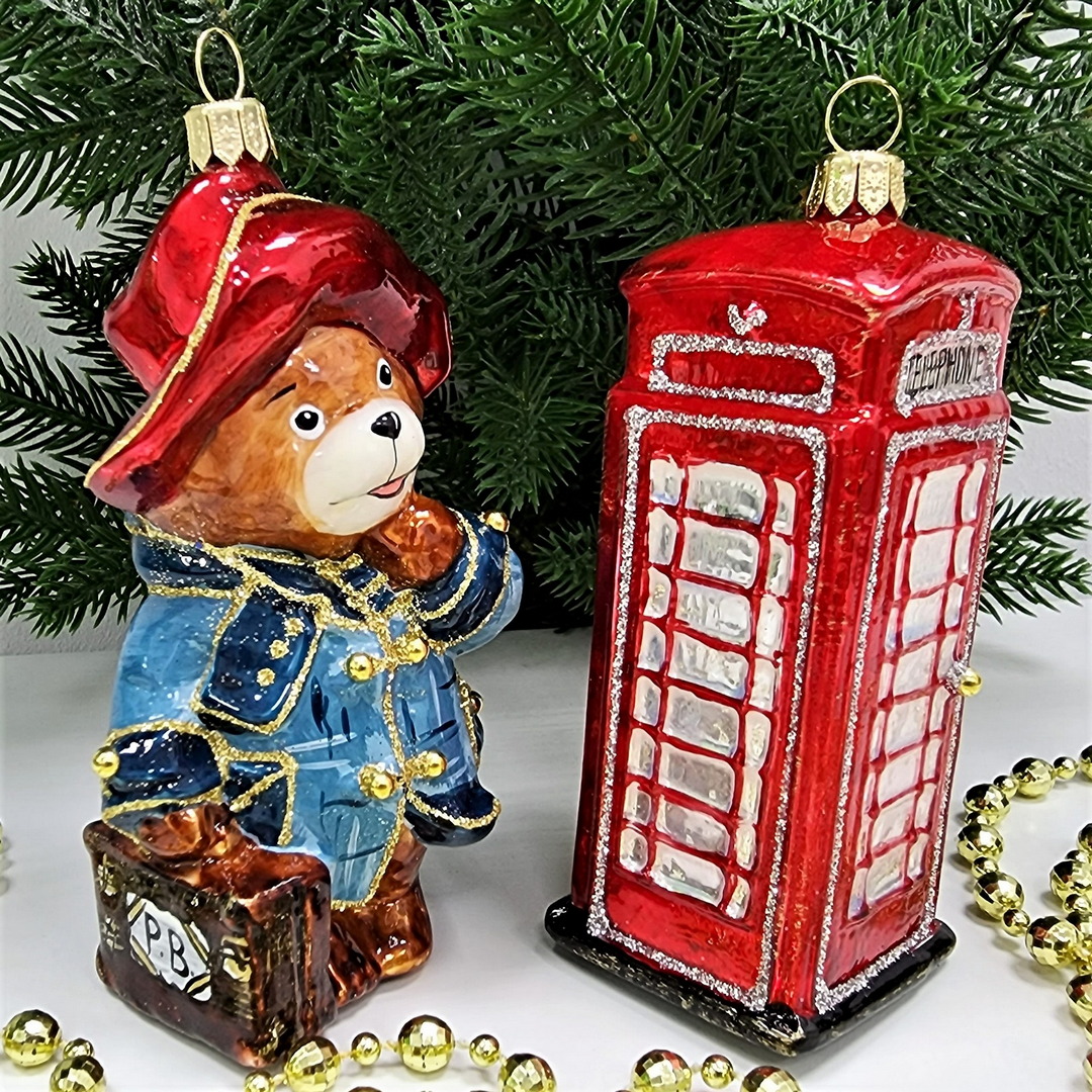 фото Набор ёлочных игрушек Мишка Паддингтон и телефонная будка