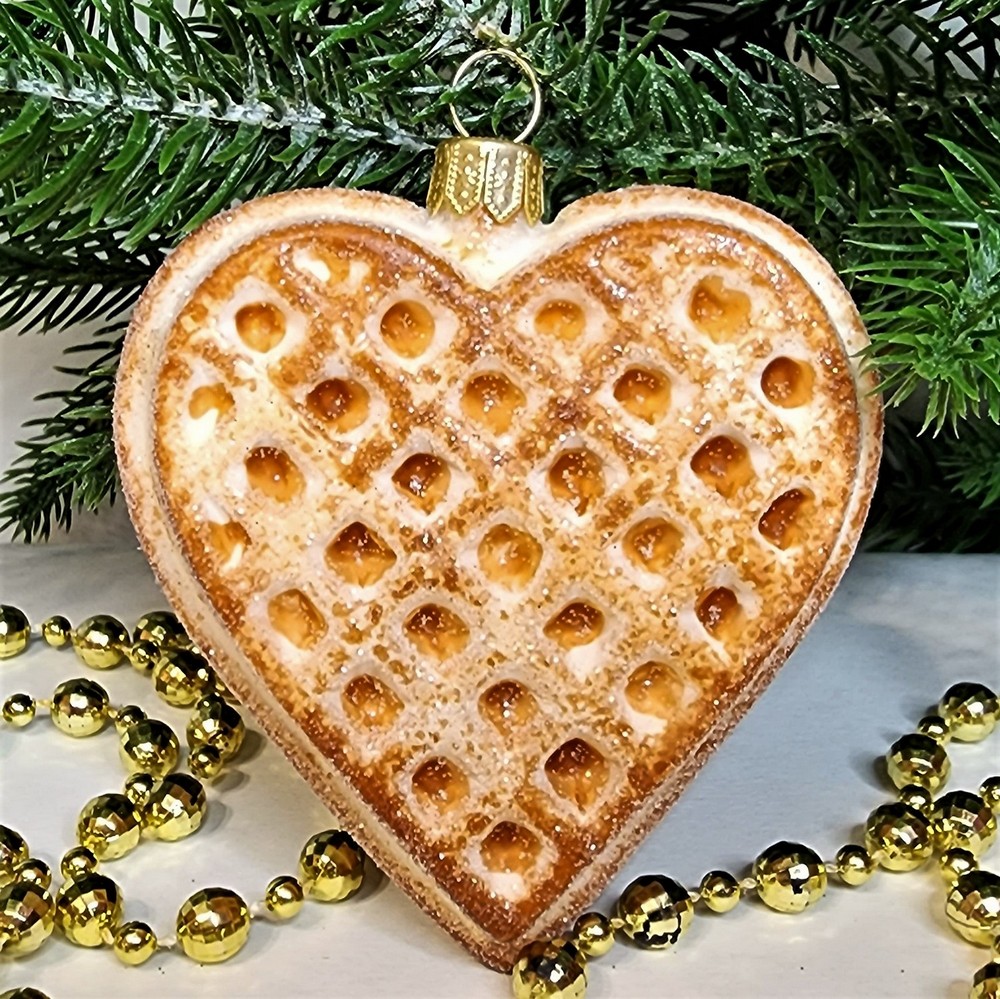 фото Стеклянная елочная игрушка Вафелька