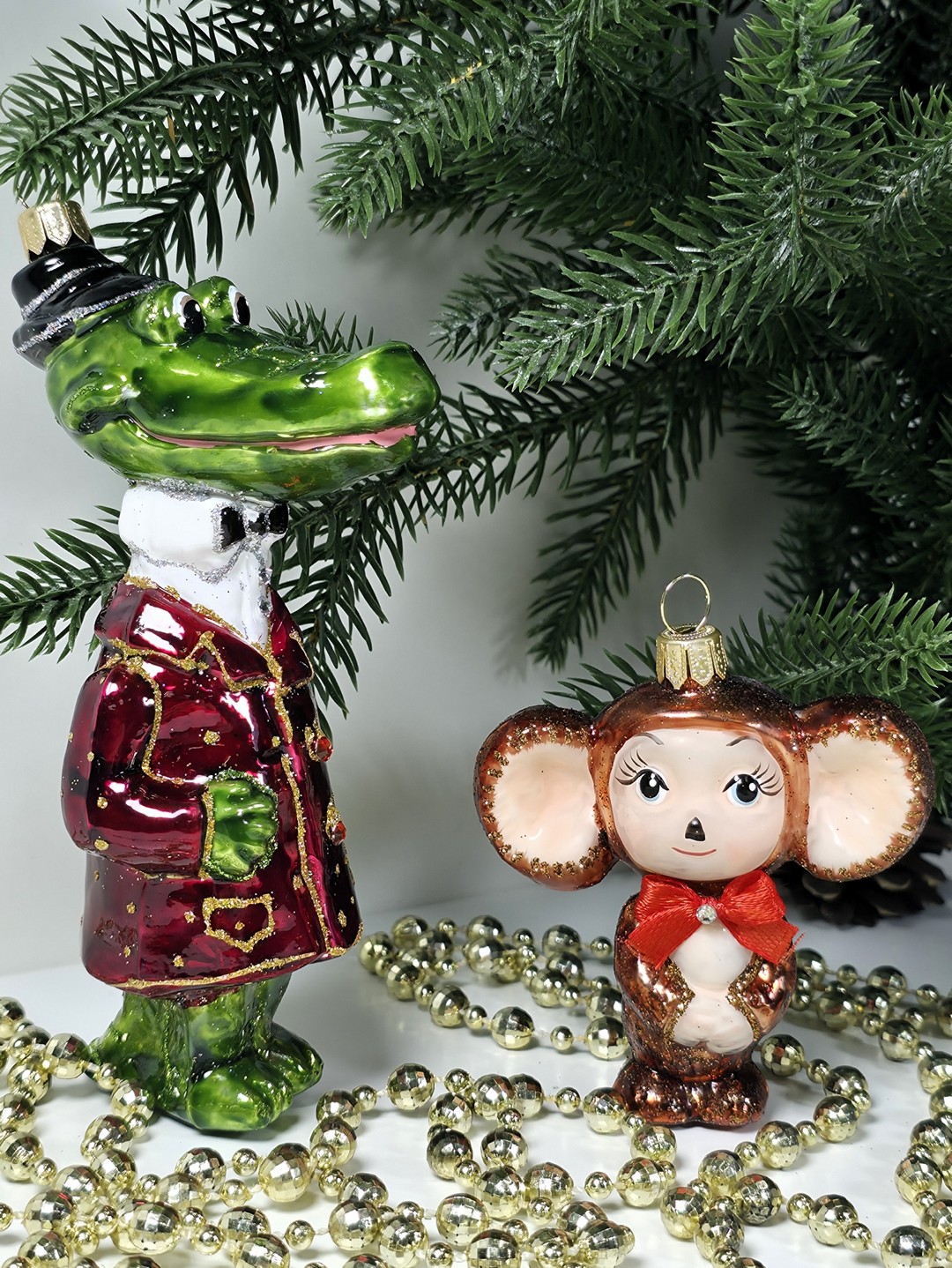 фото Набор ёлочных игрушек Чебурашка и крокодил Гена