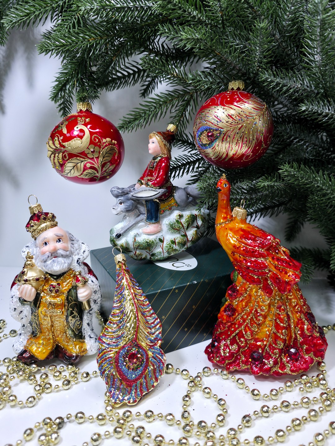 фото Набор стеклянных ёлочных игрушек Irena-Co Жар Птица