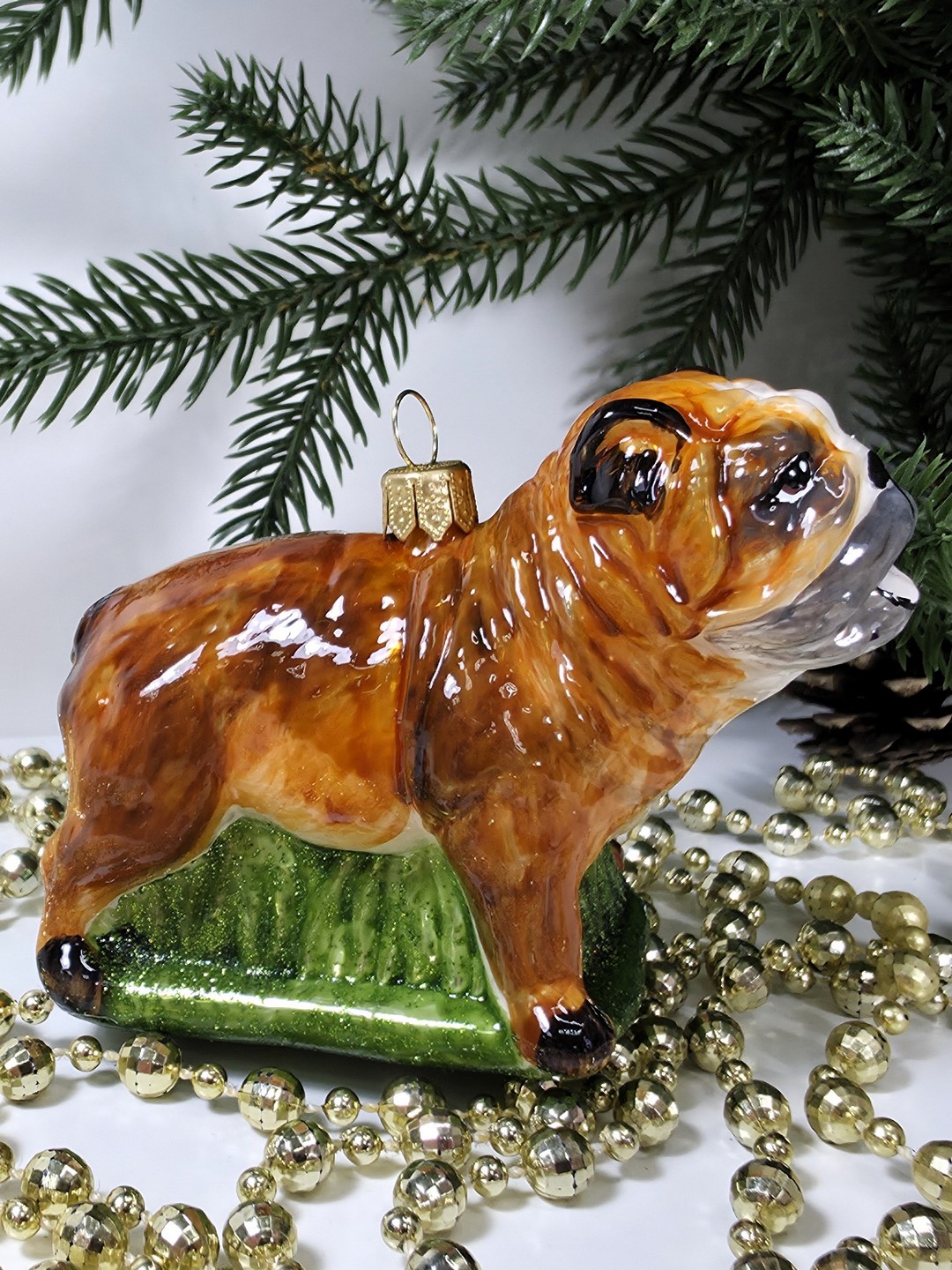 фото Стеклянная елочная игрушка Бульдог