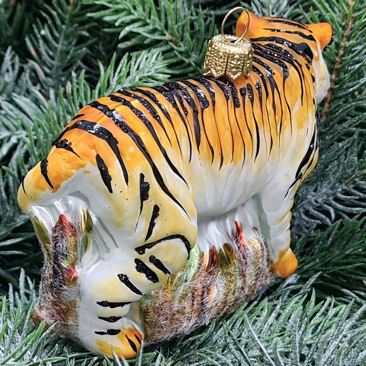 фото Стеклянная елочная игрушка Амурский тигр