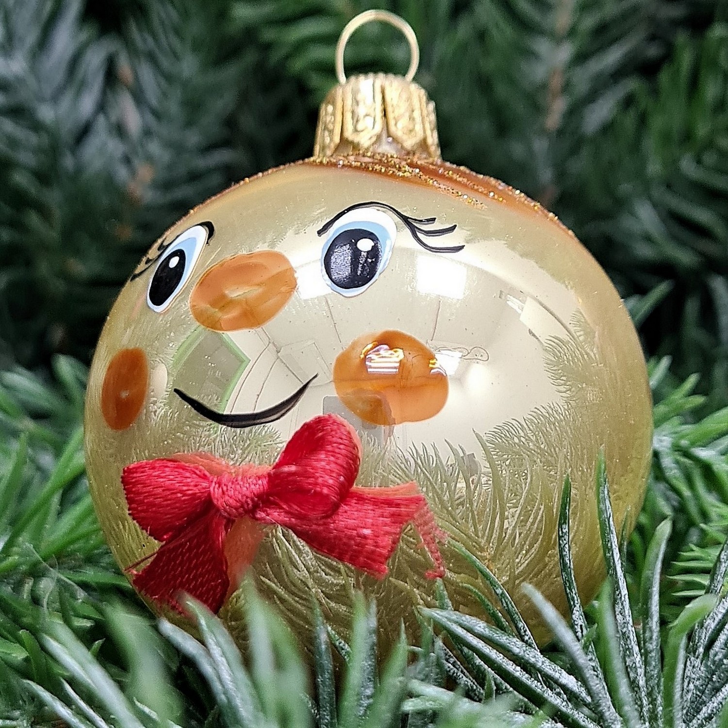 фото Стеклянная елочная игрушка Колобок