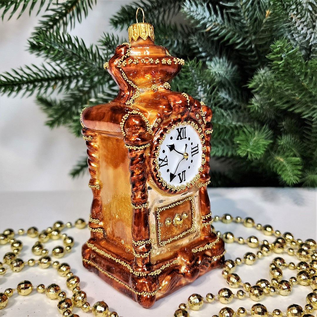 фото Стеклянная елочная игрушка Часы напольные