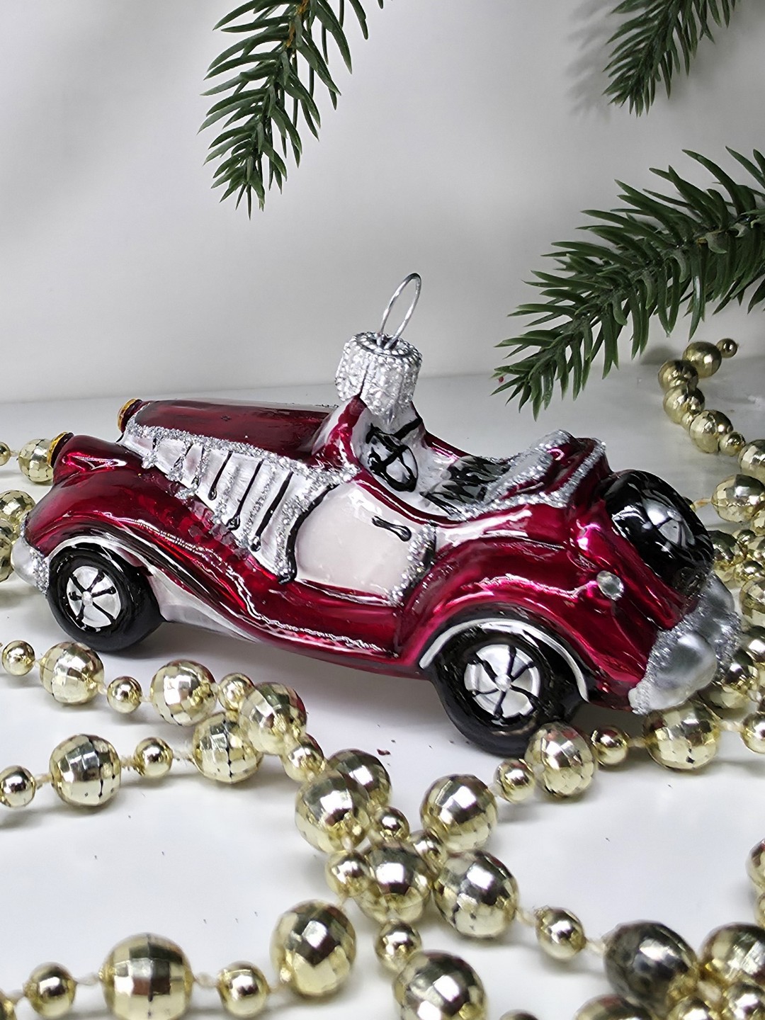 фото Стеклянная елочная игрушка Машинка - 5