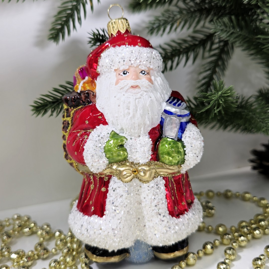 фото Стеклянная елочная игрушка Дед Мороз