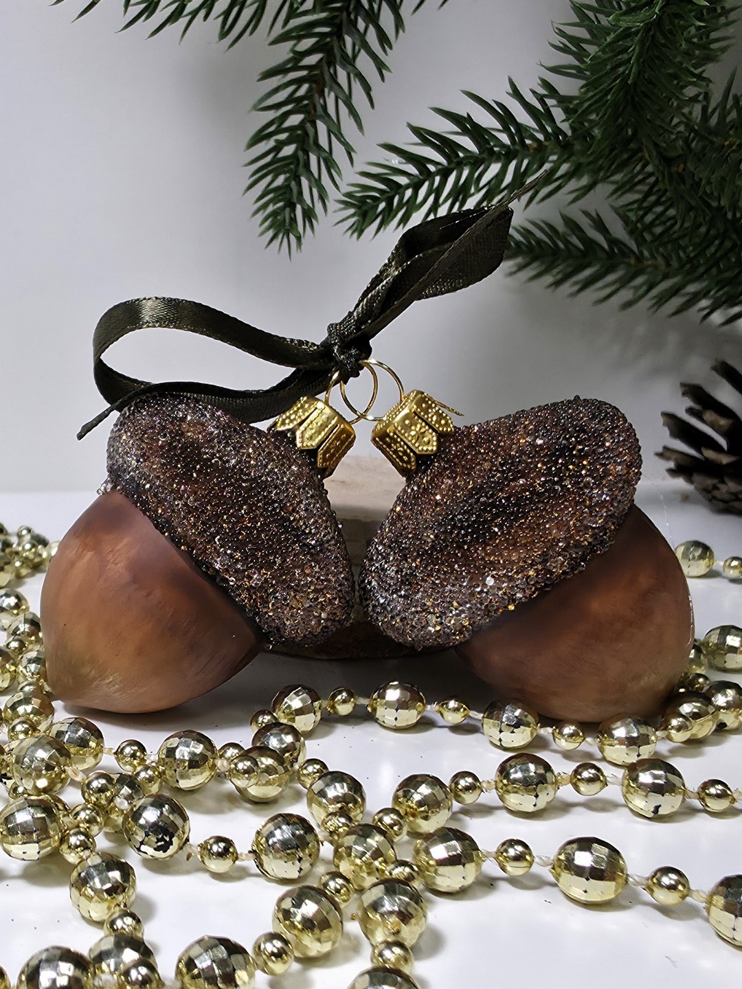 фото Набор ёлочных игрушек Два желудя винтаж